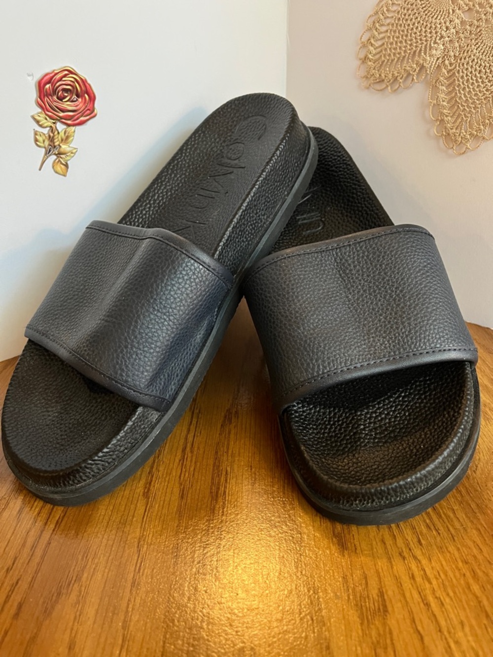 Calvin Klein Black Slide Sandals